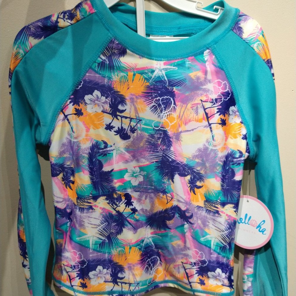 Shelloha Girls long sleeve rash guard with bottoms, UPF 50+, 2-Piece Swimwear